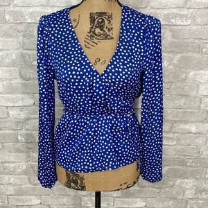 H&M Blue Polka Dot Wrap Top